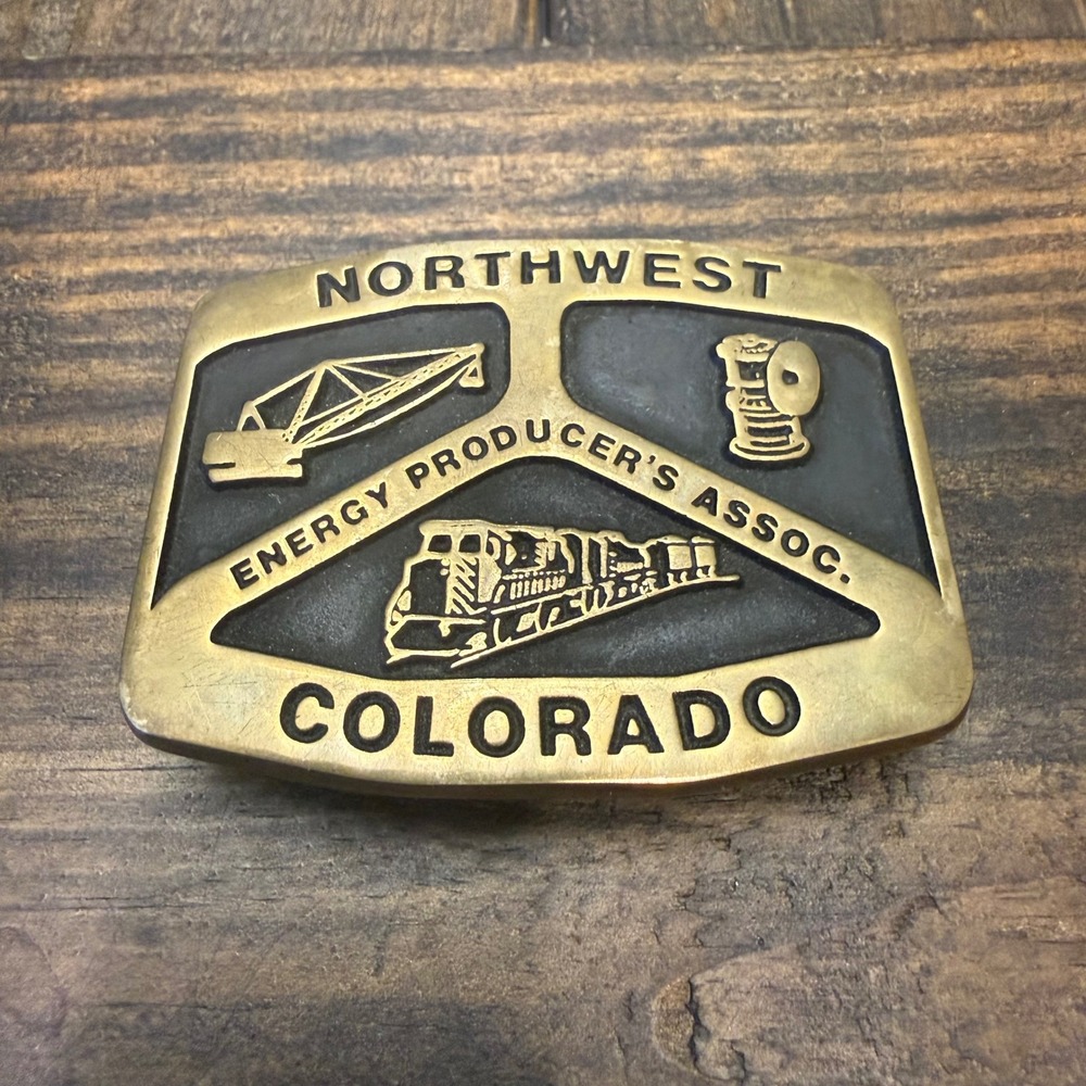 Vintage 1985 Anacortes Brass Works Northwest‎ Energy Colorado Belt Buckle Train